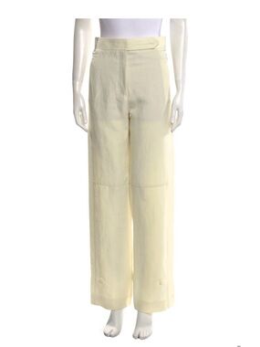 High-Rise Pale Yellow Linen Pants